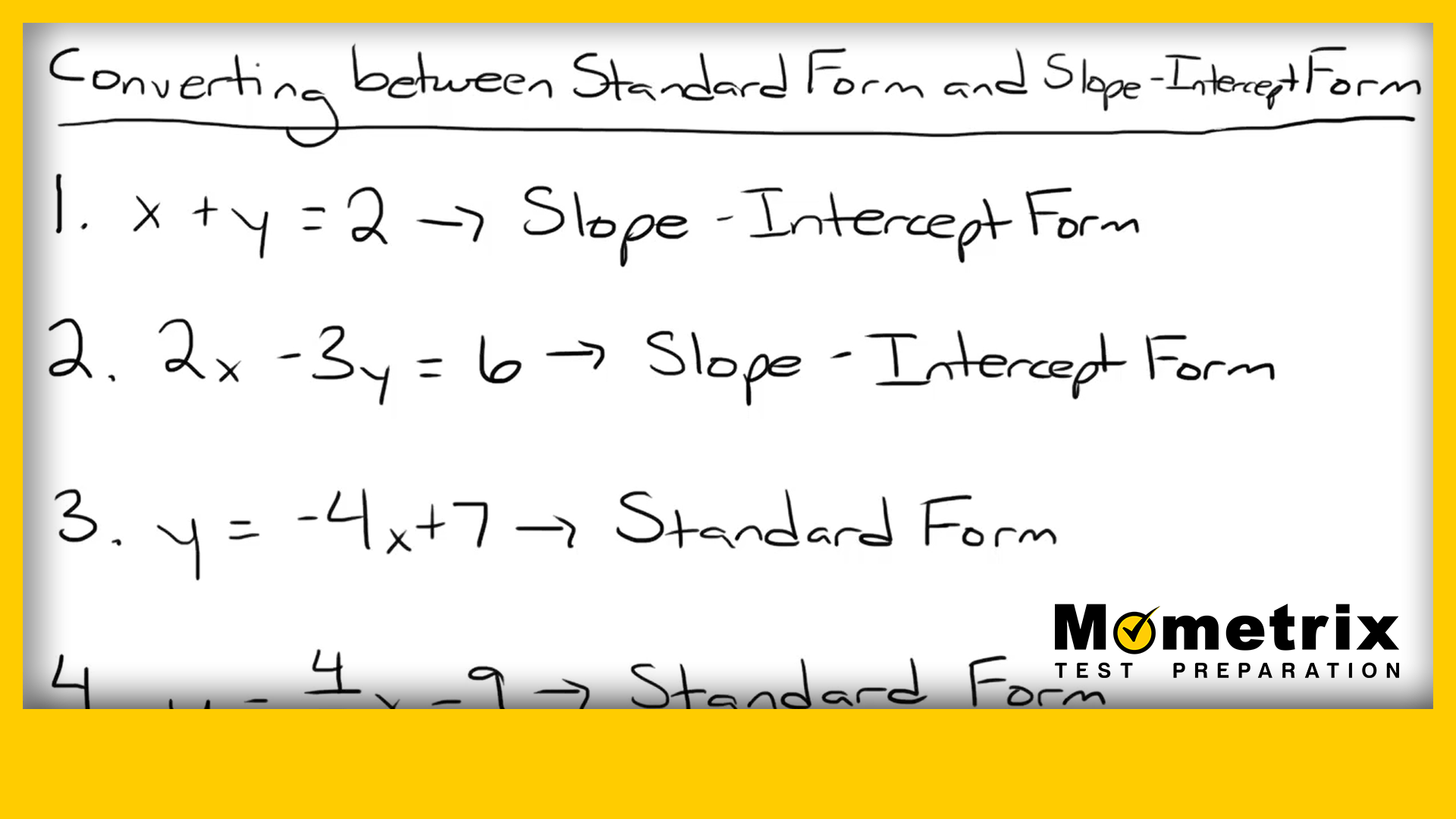 Standard and Slope-Intercept Forms (Video &amp; Practice Questions)