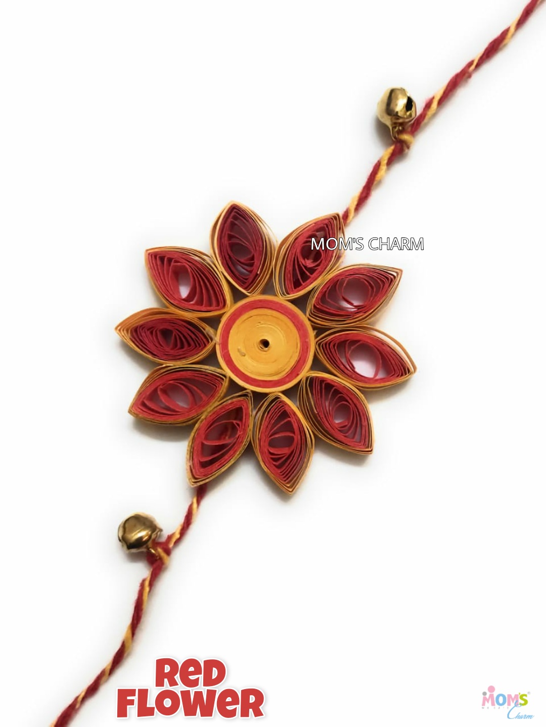 Quilling Combo Rakhi+Lumba Red Flower Mom’s Charm