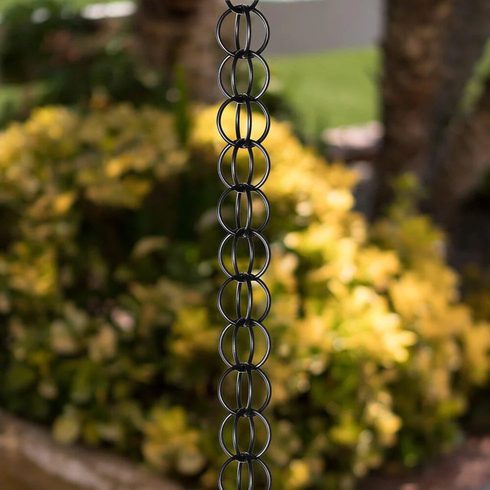 Black Aluminum Ring Rain Chain Replacement Downspout for Gutters