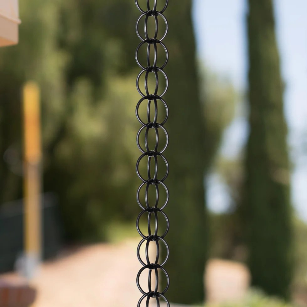 Black Aluminum Ring Rain Chain Replacement Downspout for Gutters