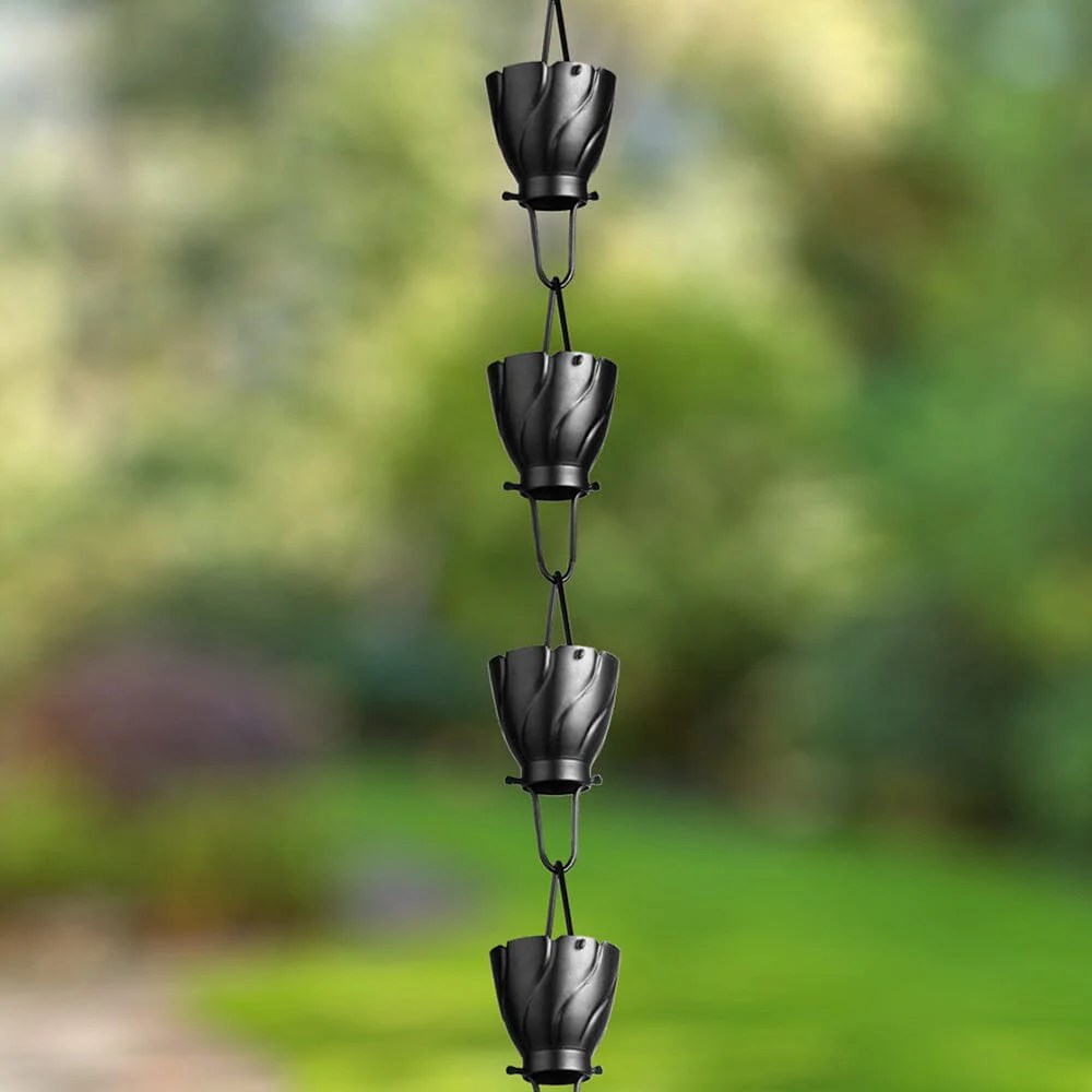 Modern Black Powder Coated Aluminum Rain Chains Monarch Abode