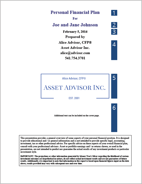 Cover Page Customization in Silver Financial Planner (Desktop & Online