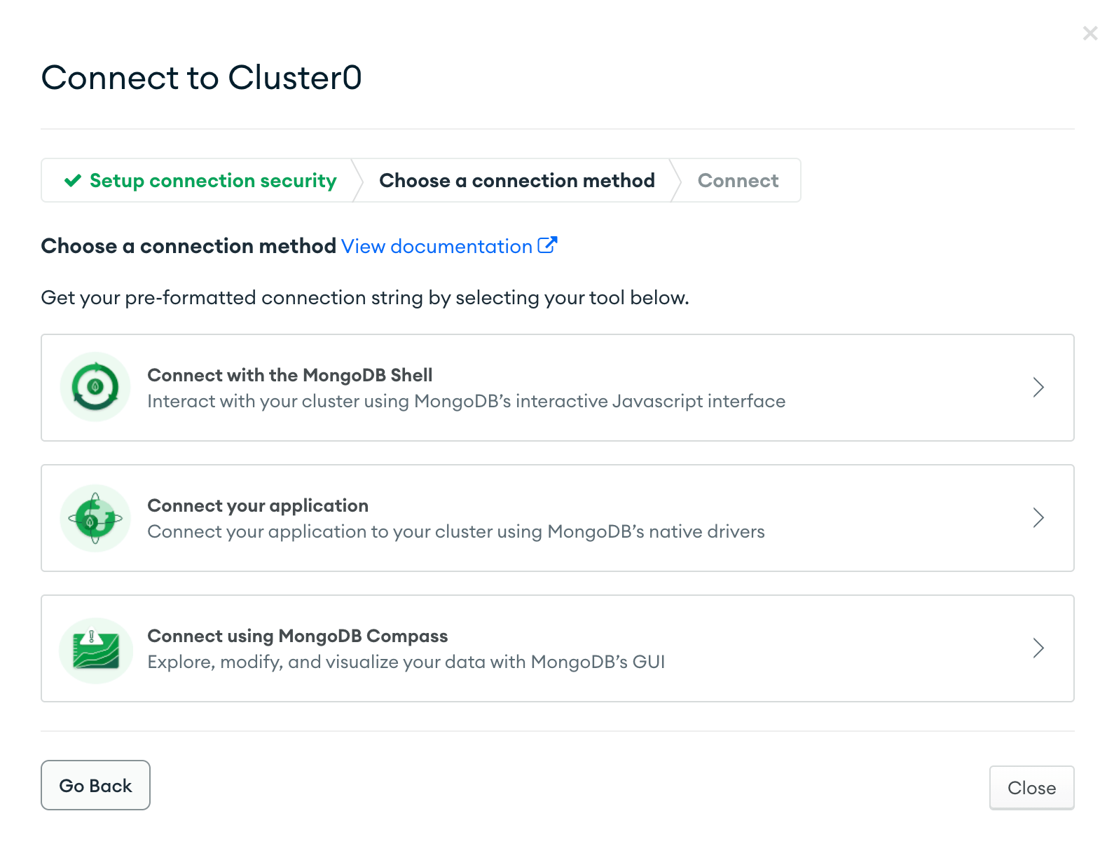 Get Connection String — Start with Guides