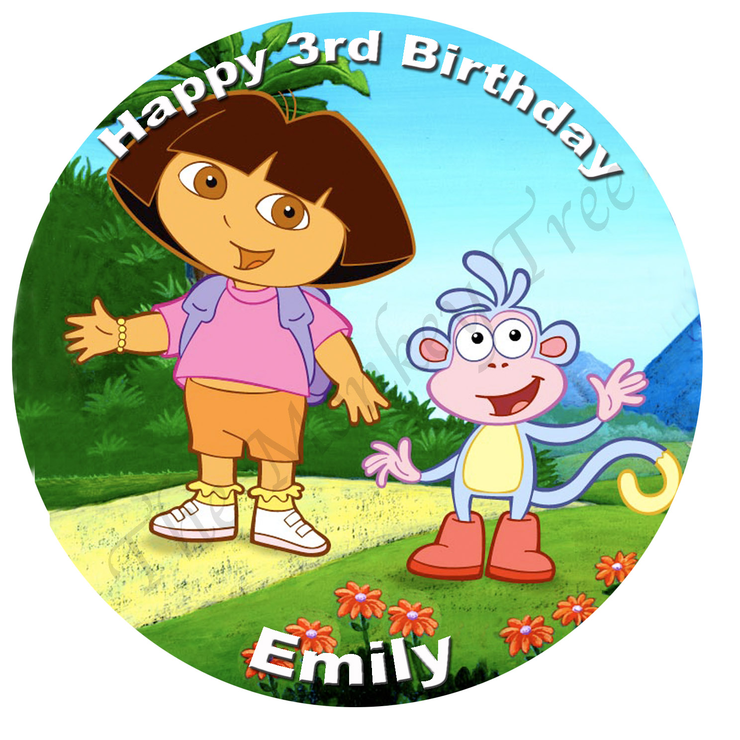 Dora the Explorer Edible Cake Image Topper can be personalised! The
