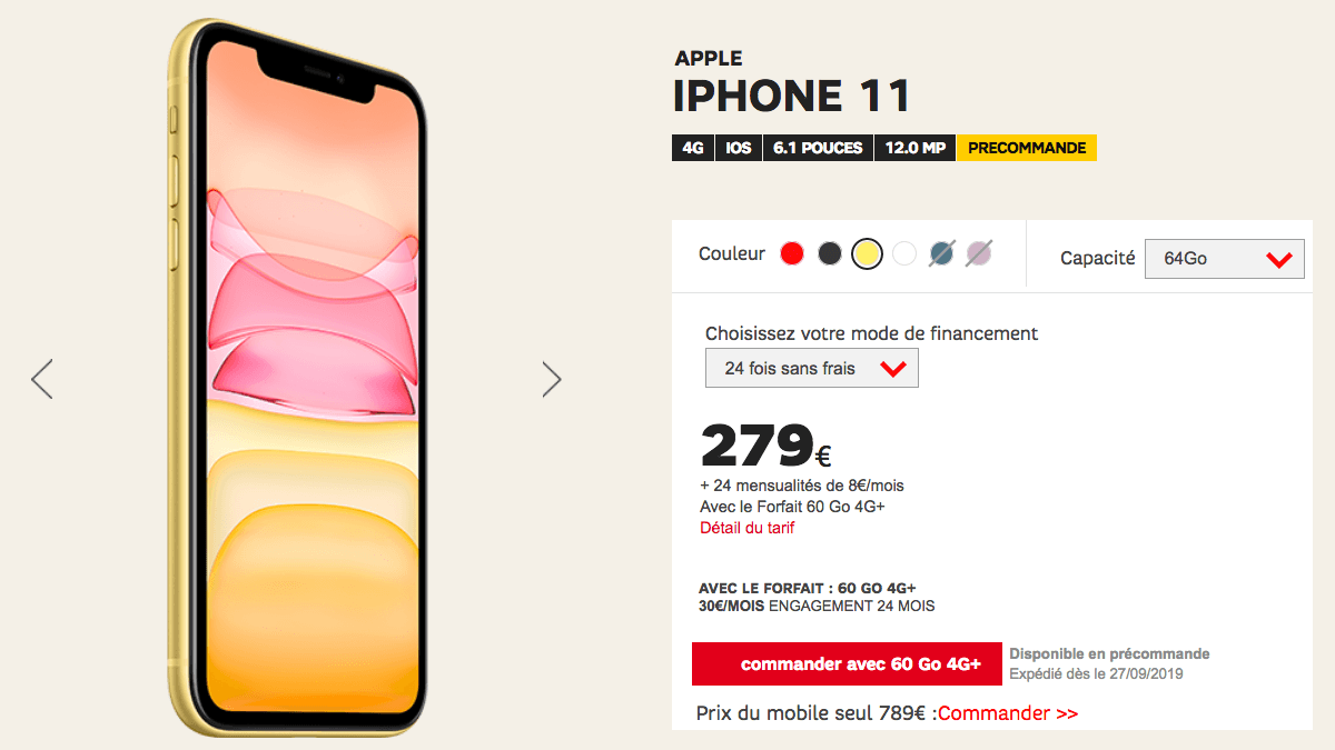 Combien coûtent les iPhone 11 avec forfait SFR et RED
