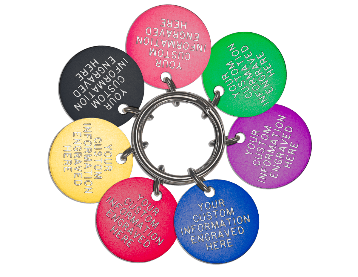 1" Aluminum Disk Key Tag Monroe ID Engraved Identification Products