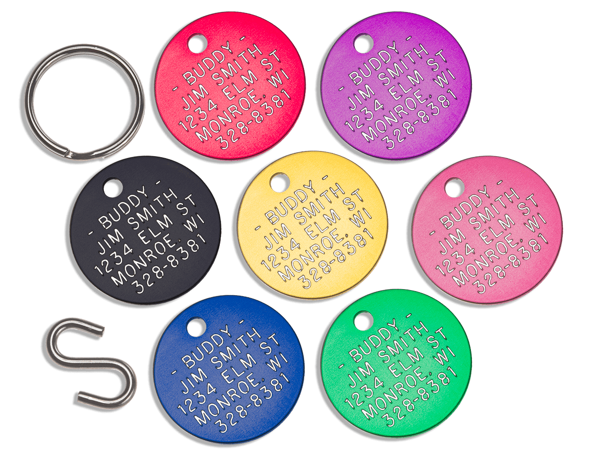 1" Aluminum Disk Pet Id Tag Monroe ID Engraved Identification Products