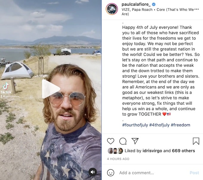 paulie calafiore shares papa roach challenge video