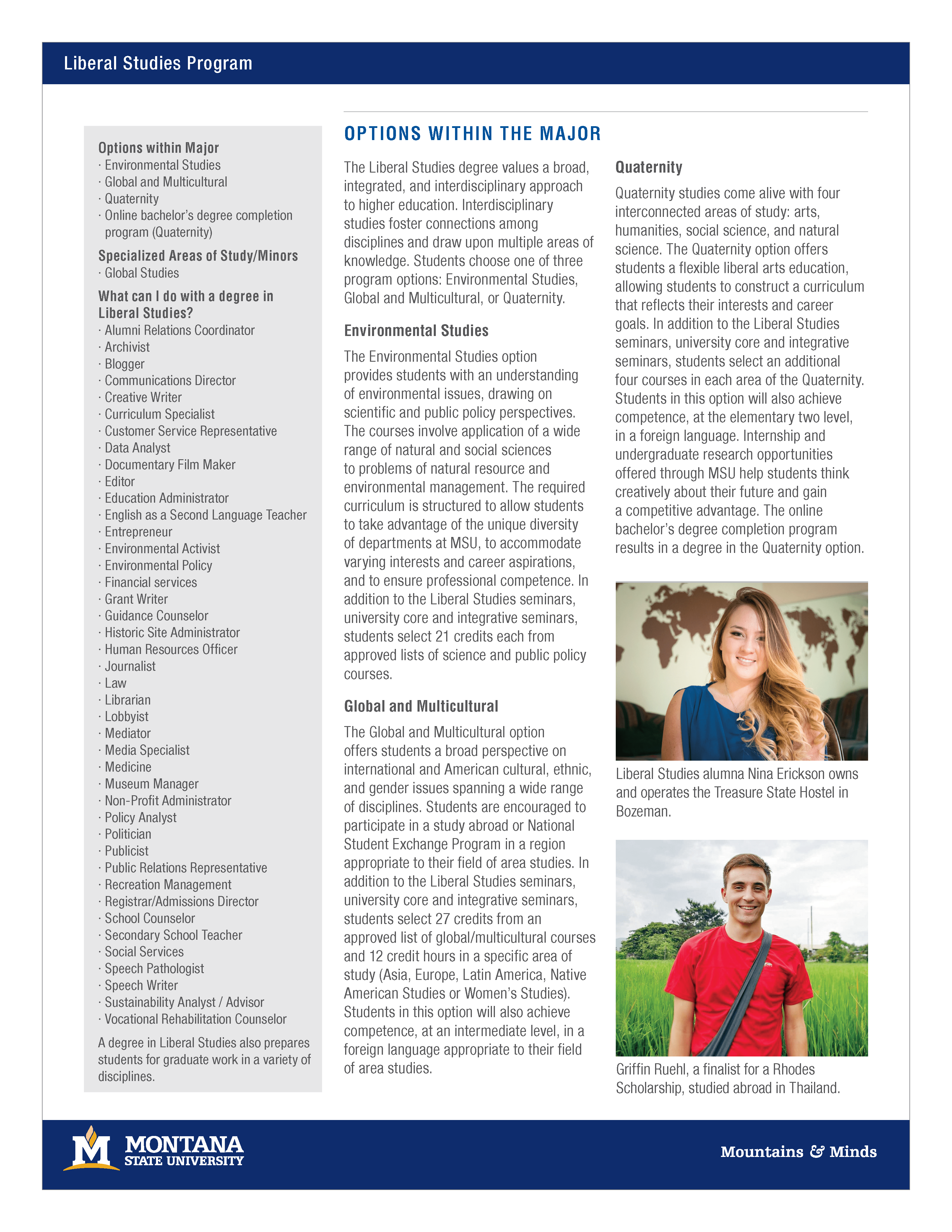 Liberal Studies Flyer Liberal Studies Program Montana State University