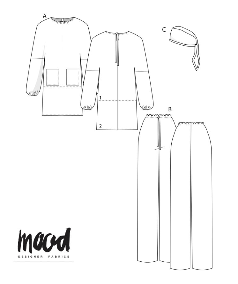 Free Scrubs, Surgical Gown, & Scrub Cap Sewing Pattern Mood Sewciety