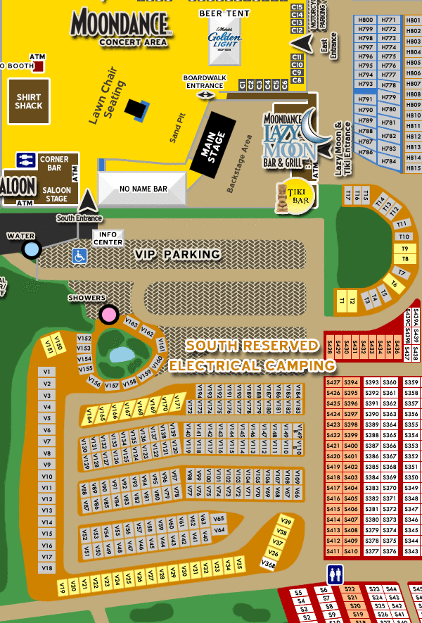 Moondance Jam South Reserved Electrical Campground Map