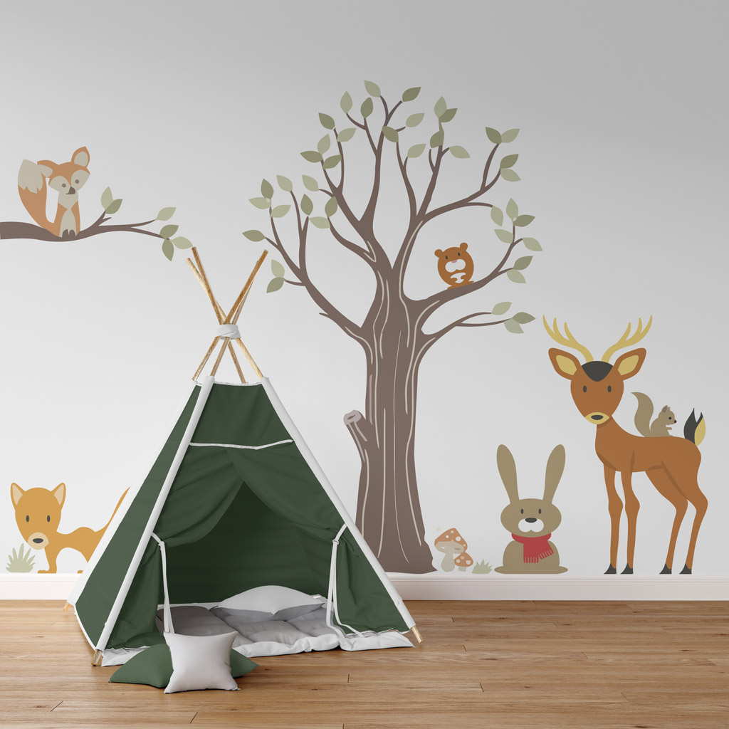 Wandtattoo Kindergarten Kindertattoos Wald Tiere