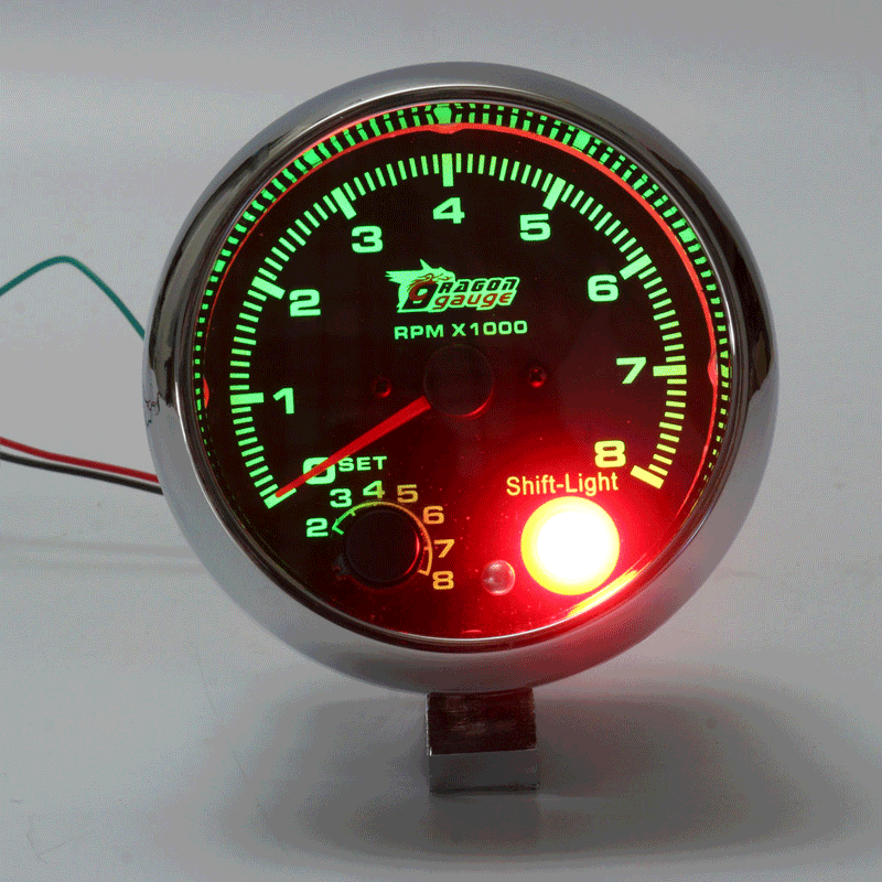 3.75 Inch 12V RPMx1000 Tacho Tachometer with Shift Light RPM Rev Gauge