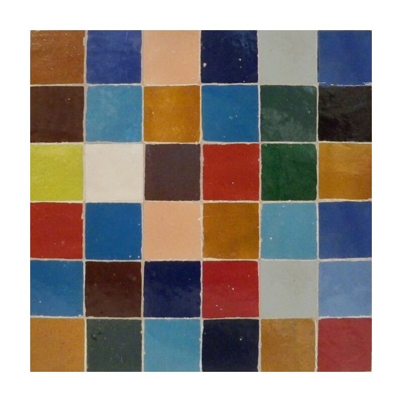 Multi color square mosaic tile Moroccan ceramic Zellige