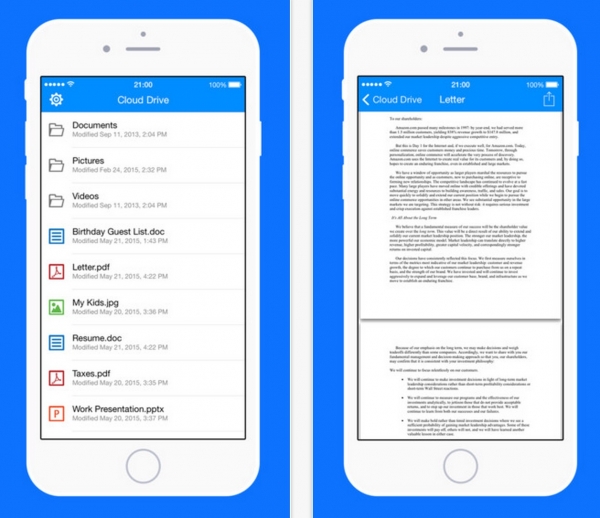 Amazon Cloud Drive (iOS/Android), Applicazione ufficiale