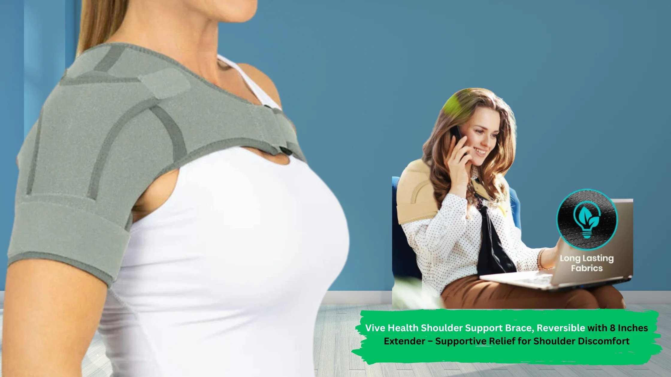 Vive Health Shoulder Support Brace, Reversible with 8 Inches Extender