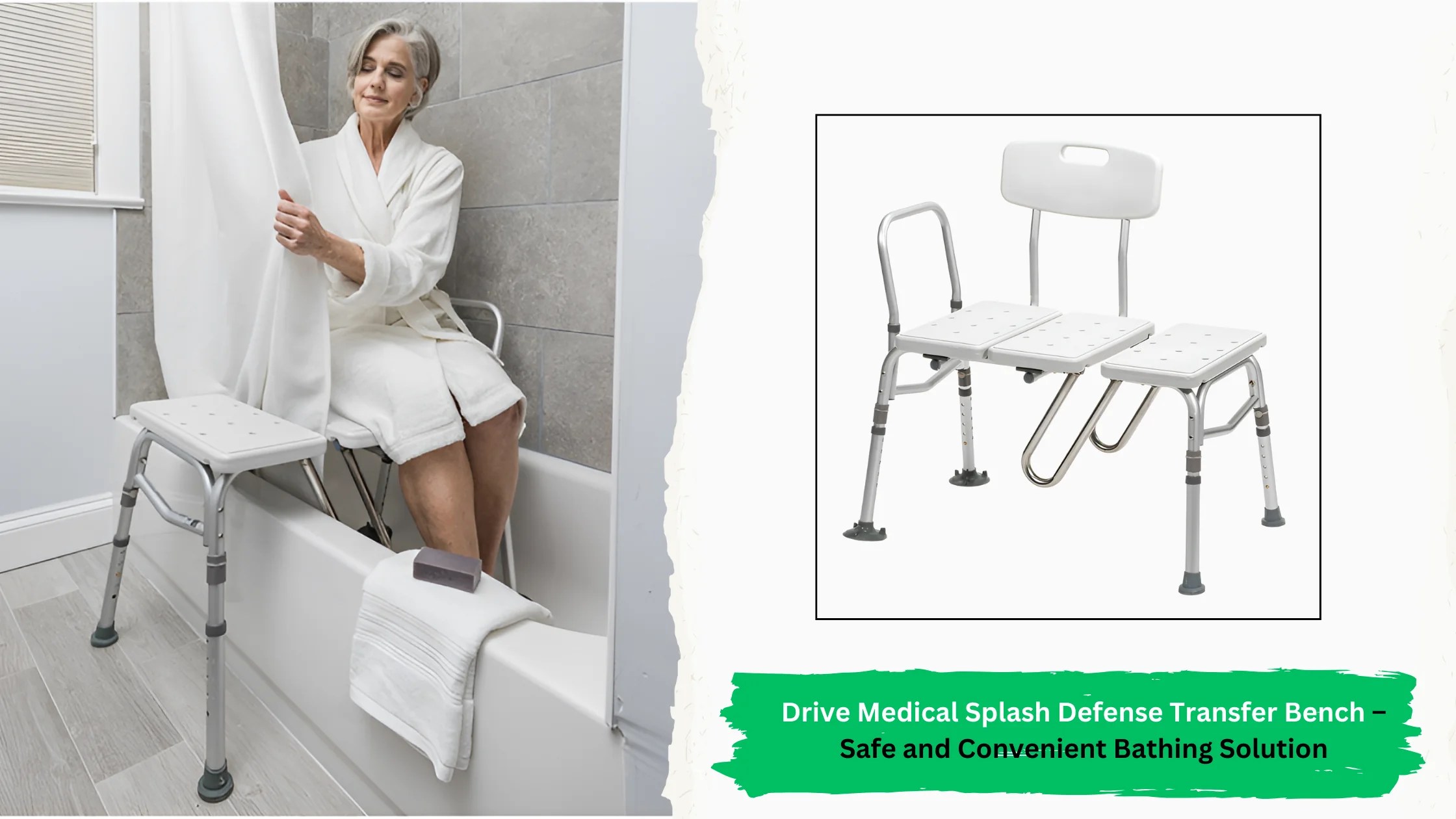 Drive Medical Splash Defense Transfer Bench Safe and Convenient Bath
