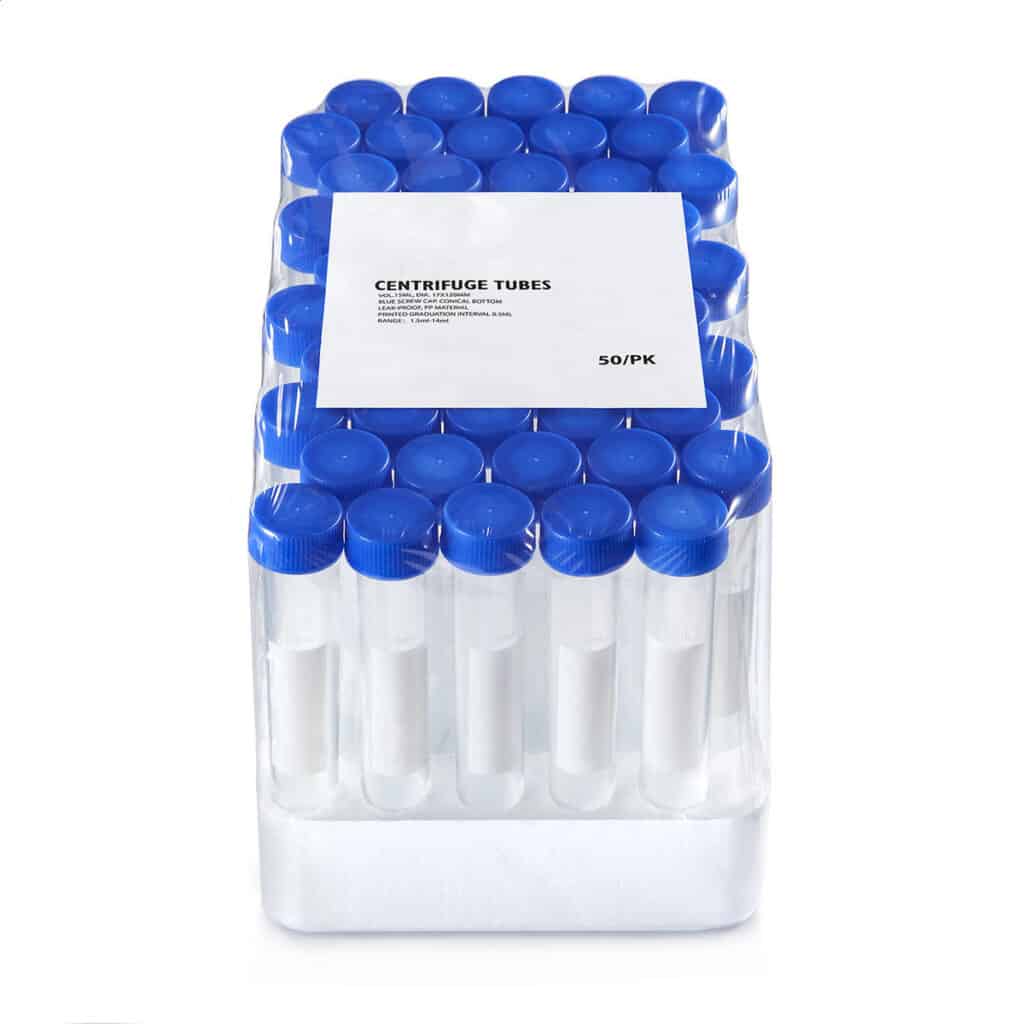 Centrifuge Tubes in Styrofoam Plates, Conical Bottom, Available in 15