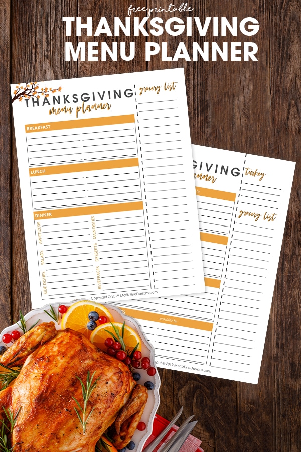 Thanksgiving Menu Planner Free Printable Download