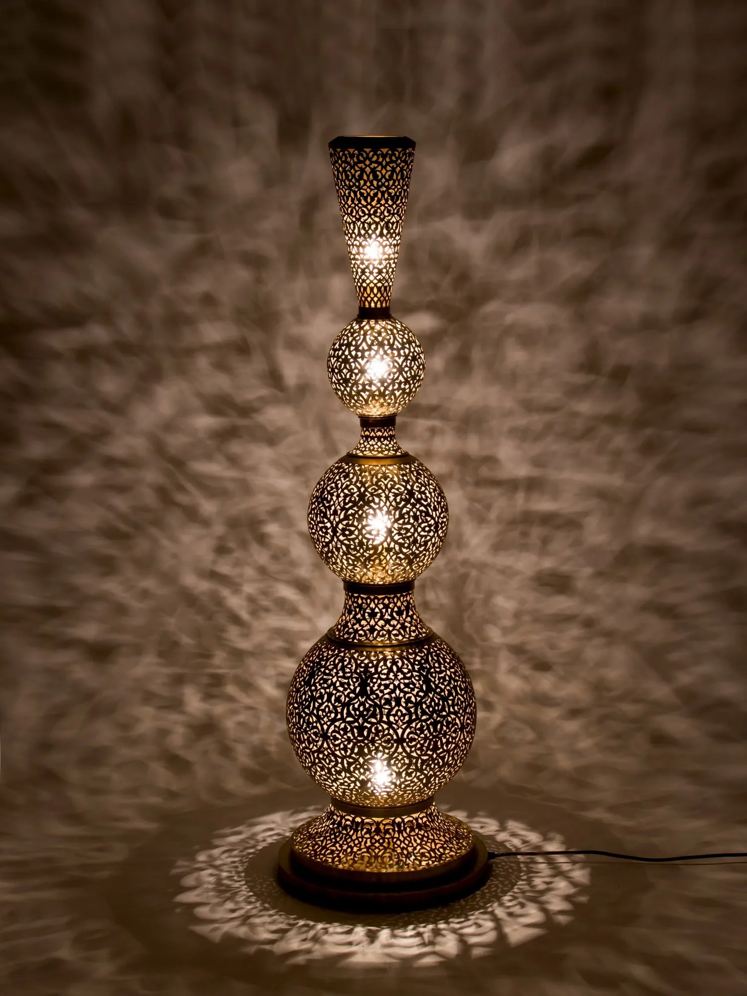 ALIYAH Hand Punched Brass Floor Lamp Moroccan Bazaar