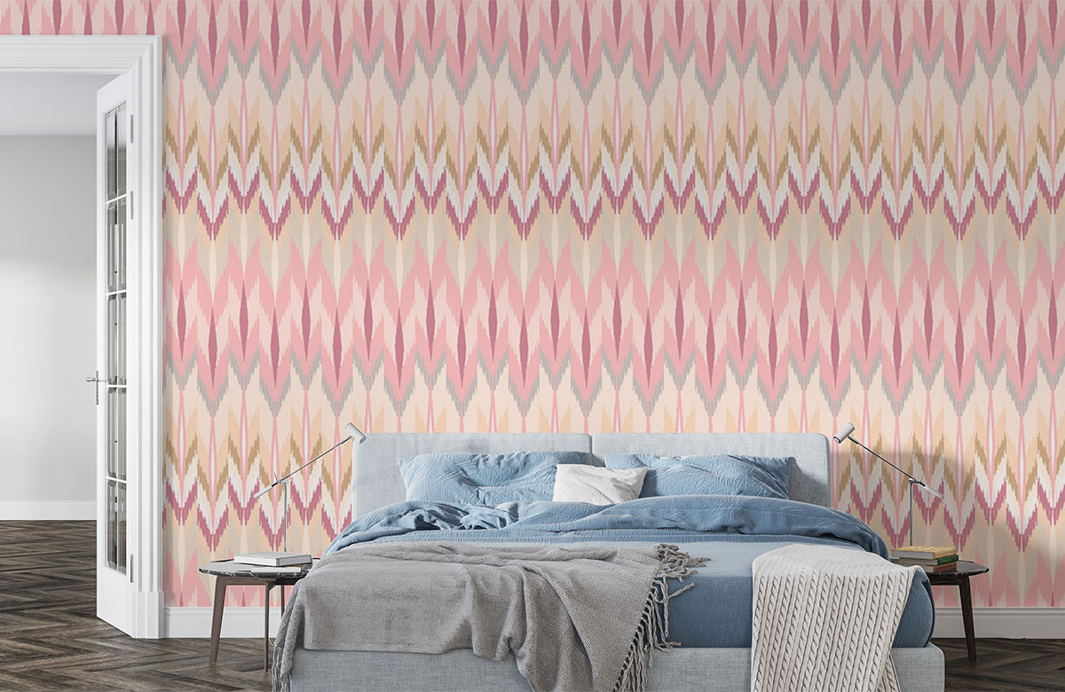 Soft Elegant Pastel Pink Ikat Wallpaper For Decor Morphico