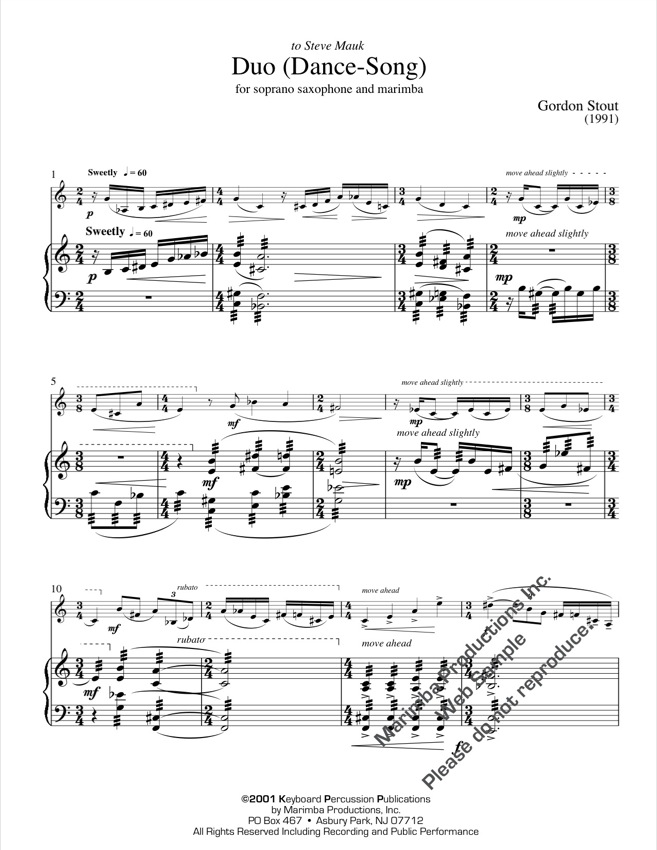 Duo (DanceSong) for Soprano Sax and Marimba Mostly Marimba