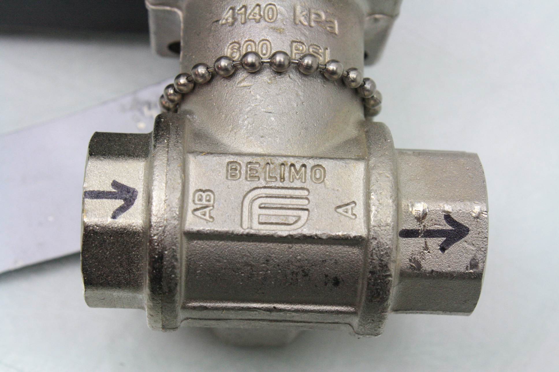 Belimo B313B+TR24SRT US 3 Way 1/2" Brass Ball Valve 600 PSI with