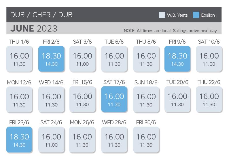 Irish Ferries Freight Dublin/Cherbourg/Dublin Sailing Schedule J