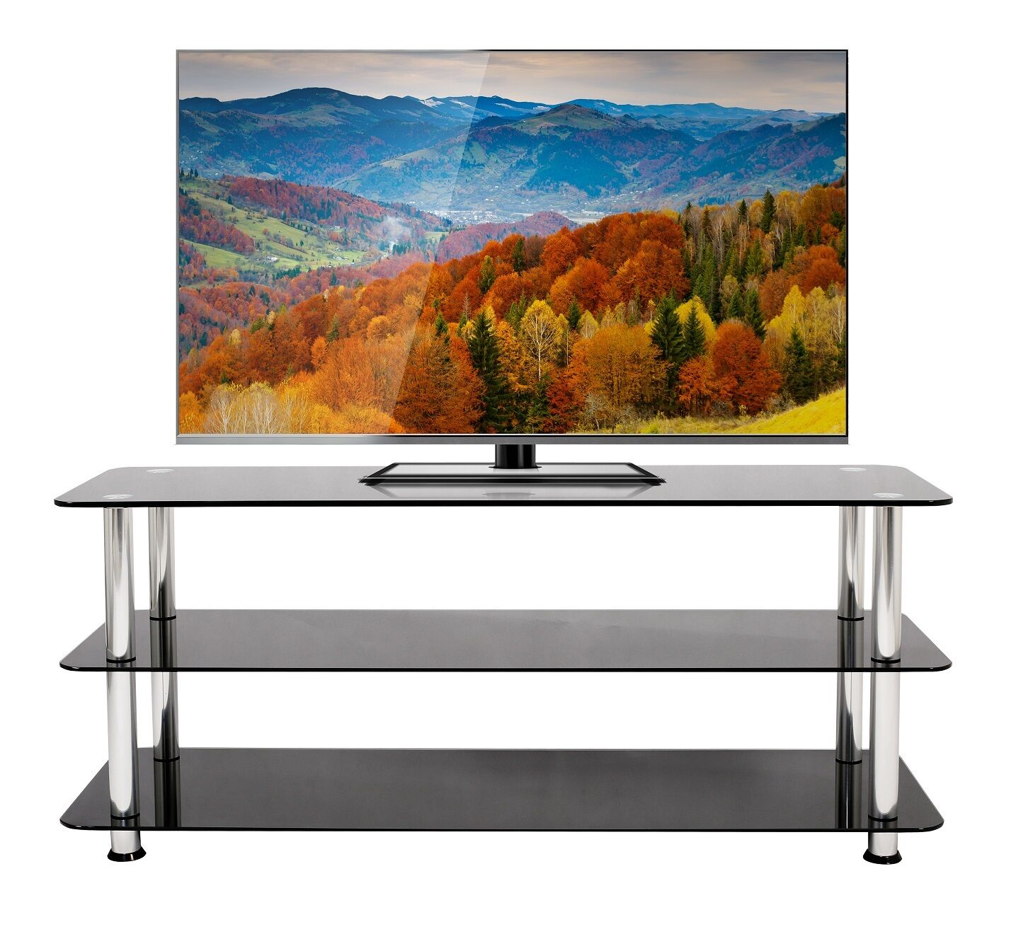 Black Glass TV Stand For LED LCD & Plasma Television Mountright