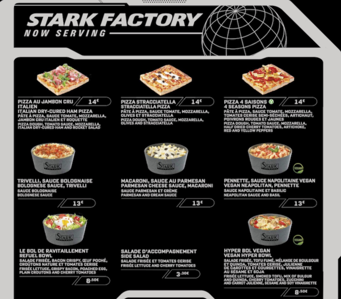 Stark Factory Menu Avengers Campus Disneyland Paris Counter Service