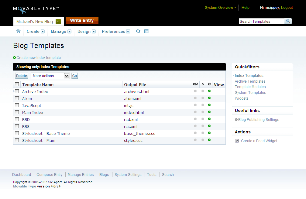Documentation Managing your Blog's Templates