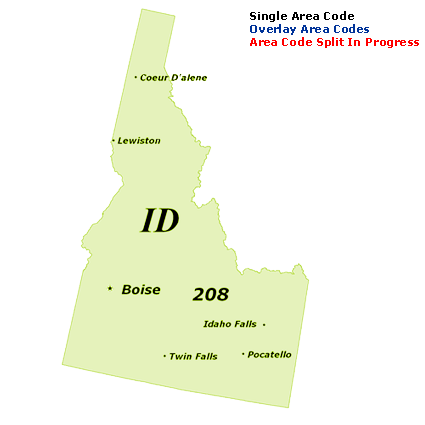 Idaho Area Code Map