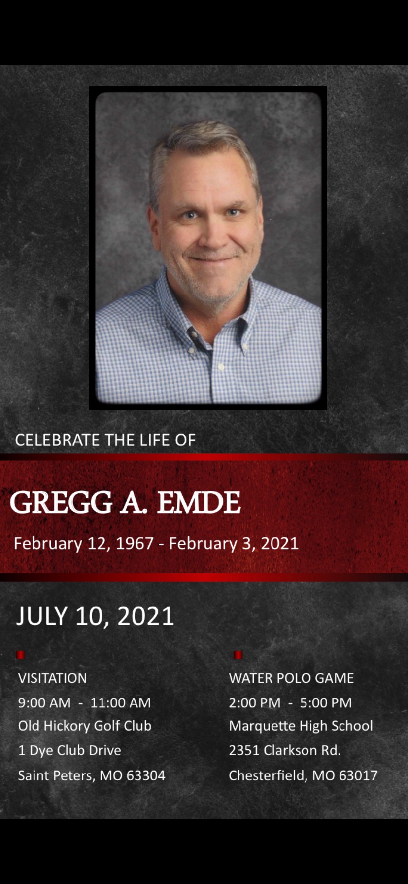 Gregg Emde Celebration of Life Missouri Water Polo