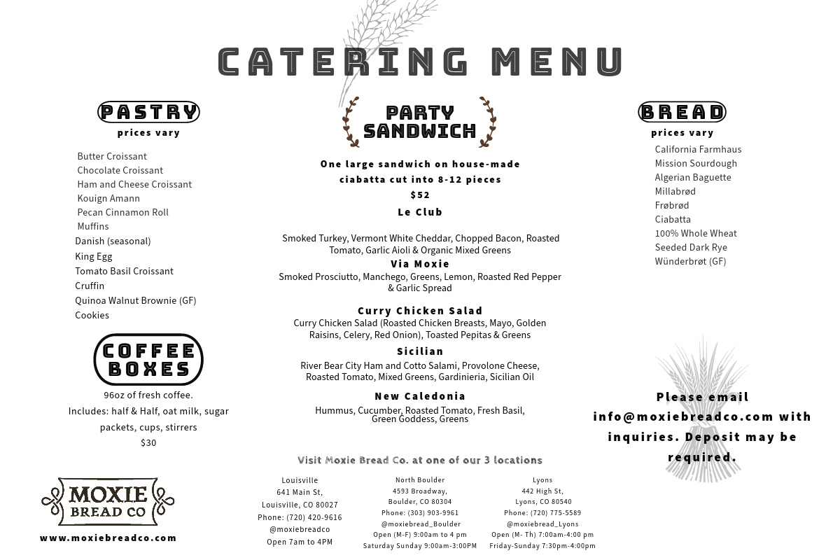 Menus — Moxie Bread Co