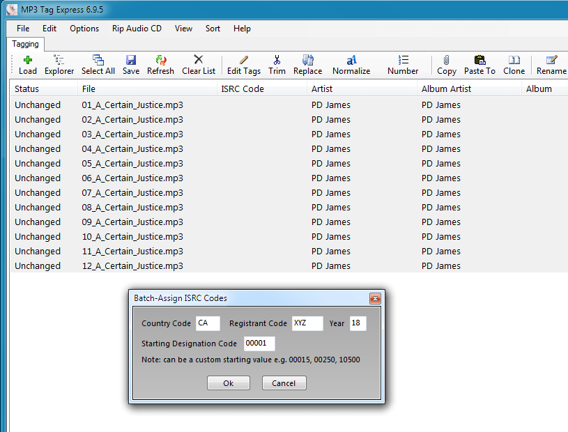 Batch Embed ISRC Codes in MP3 files