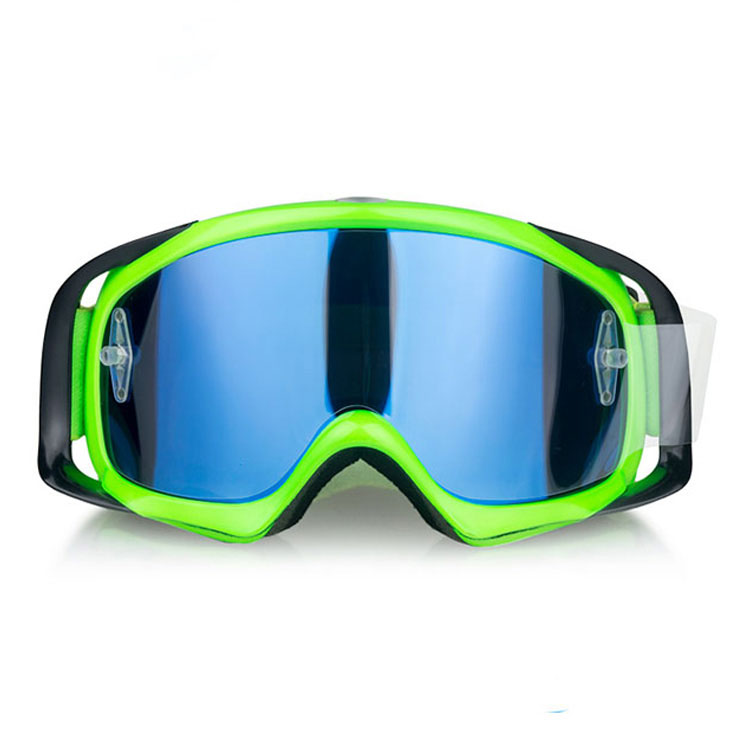 Motocross tear off goggles green frame polarized lens MPM Goggles