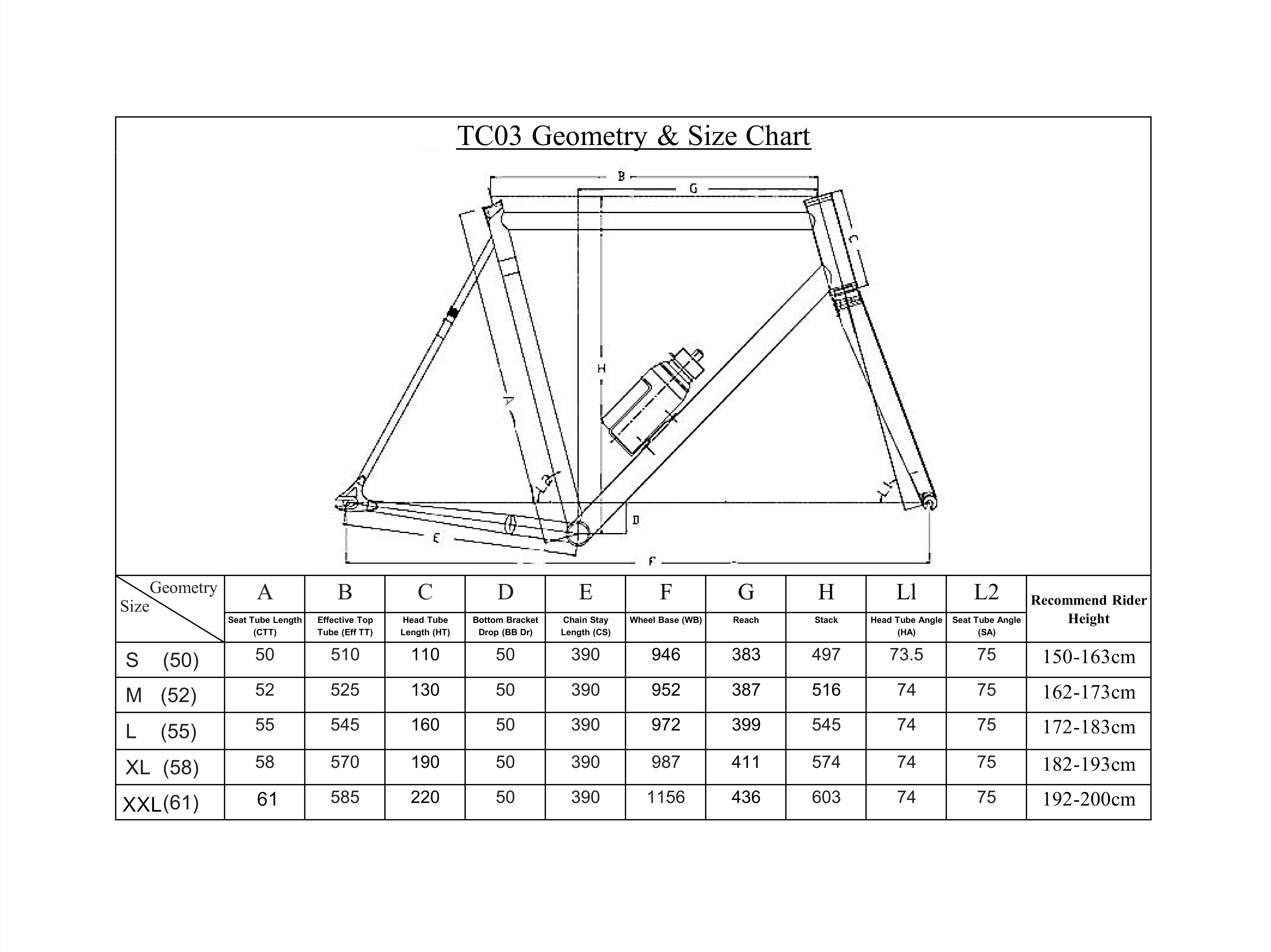 Fixed Gear Frame Size Chart - Infoupdate.org