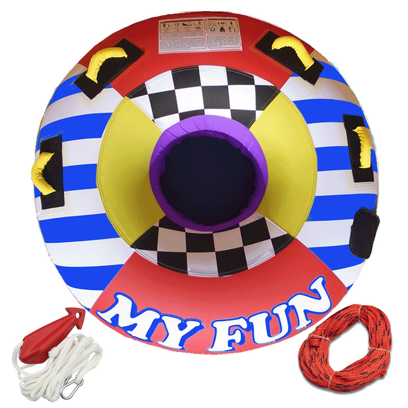 MY FUN 54 Inch SKI TUBE 1 Person Advanced Kit Rope Bridle Single Rider Fully enclosed tube biscuit