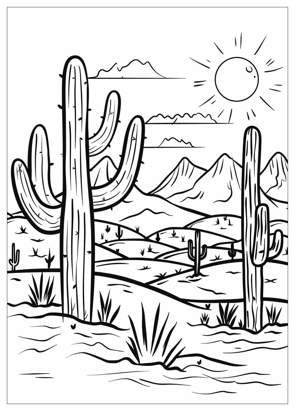 Desert Coloring Scene Drawing Draw Pages Step Deserts Kids Ecosystem