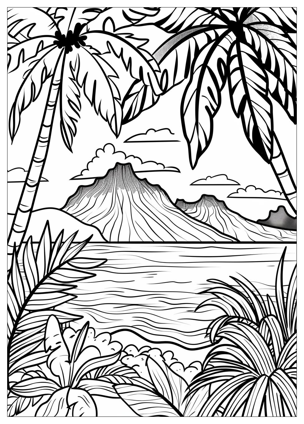 Hawaii Coloring Pages Explore Tropical Landscapes, Flora, and Culture