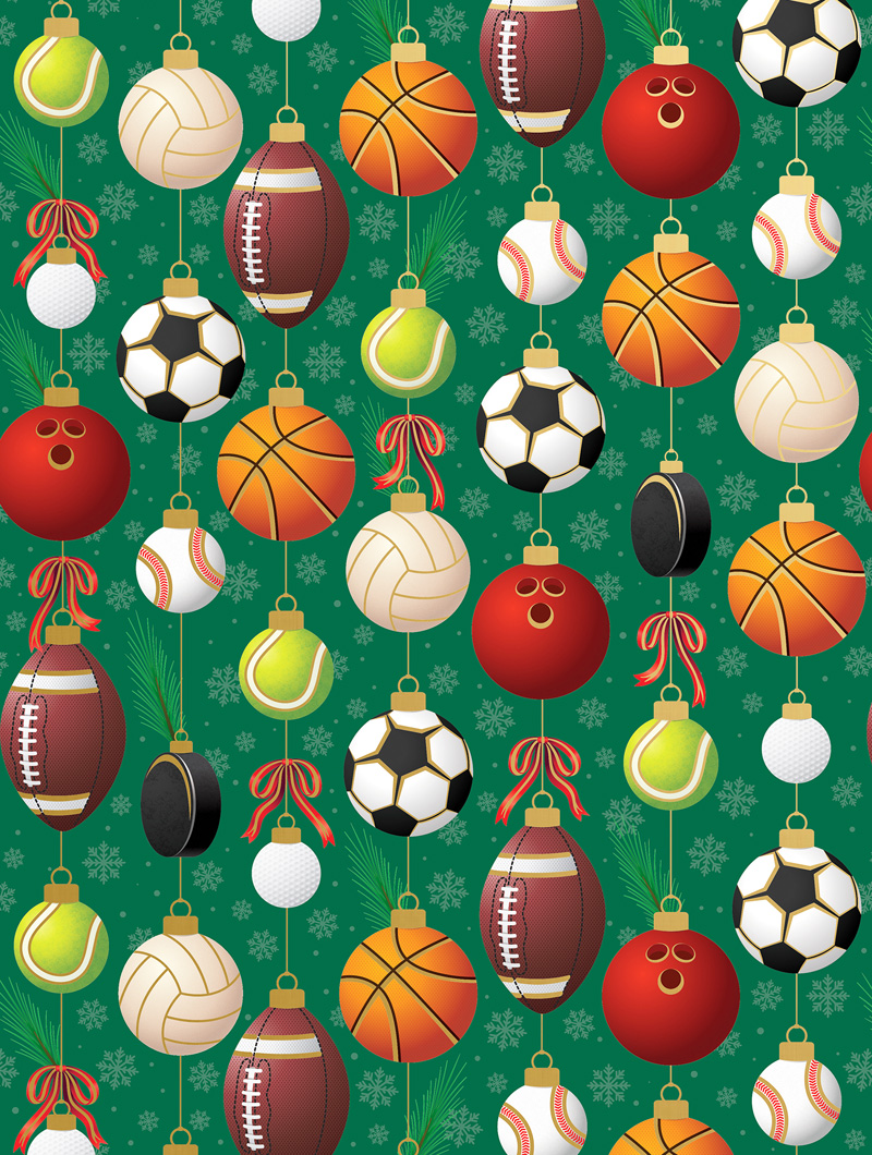 Sports Ornaments Mr. GiftWrap Bulk Wrapping Paper