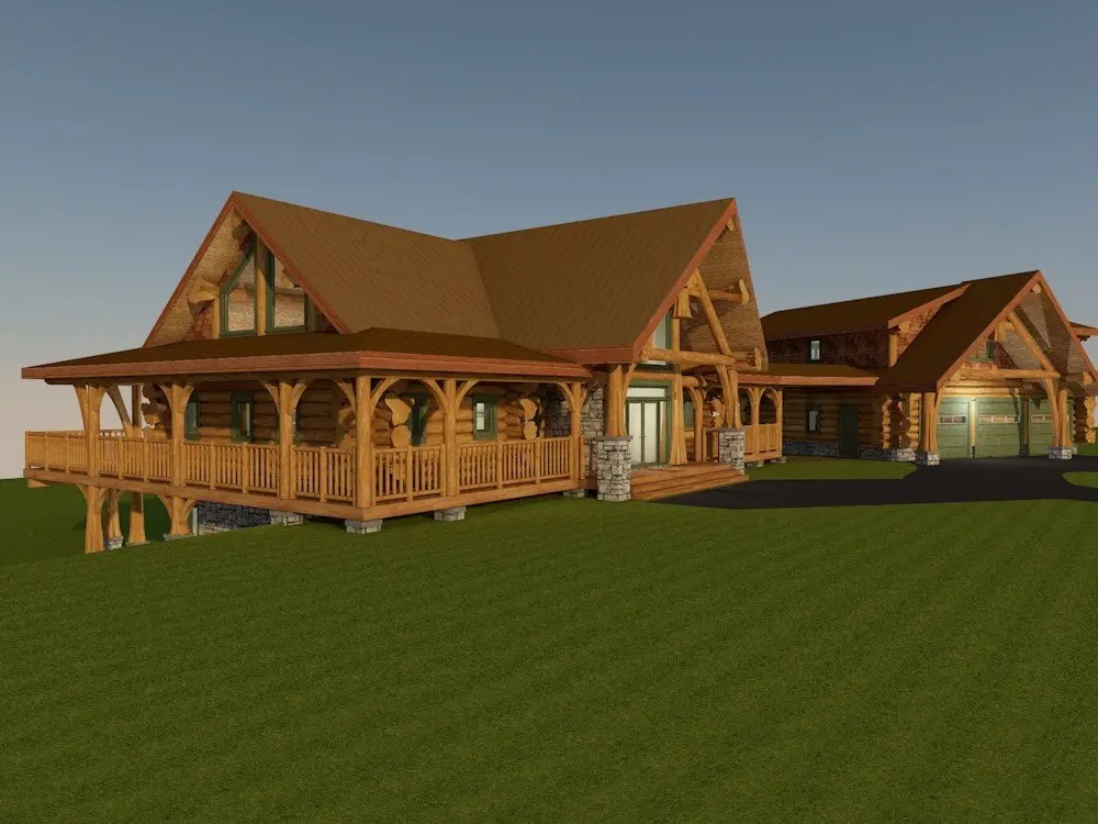 Shenandoah 3353 sq ft Log Home Kit Mountain Ridge