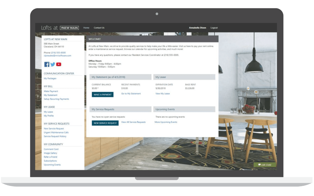 Resident Connect multifamily resident portal MRI Software