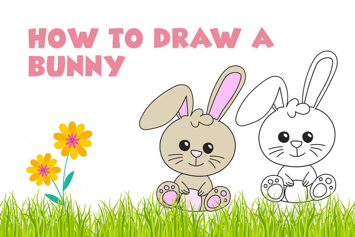 How to Draw a Bunny Coloring Page Free Printable Mrs. Merry