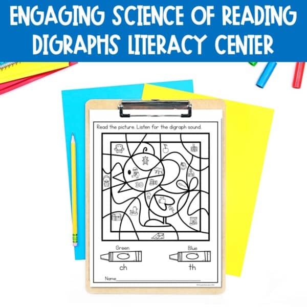 Color by Digraphs | Digraph Worksheet for Science of Reading Centers