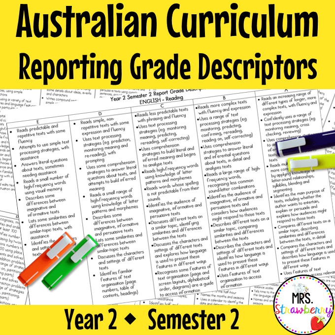 Year 2 ENGLISH AND MATHS Australian Curriculum Reporting Grade