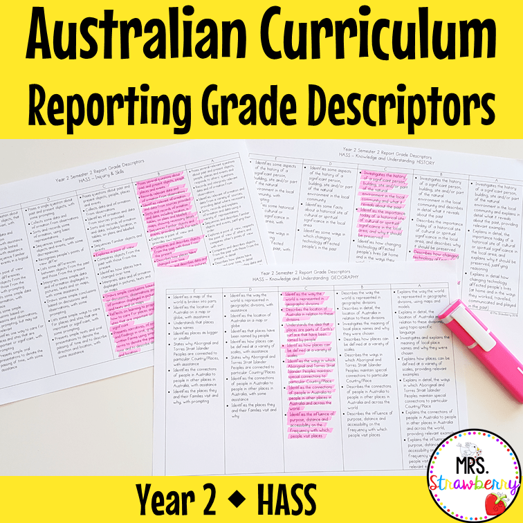 Year 2 HASS Australian Curriculum Reporting Grade Descriptors Mrs