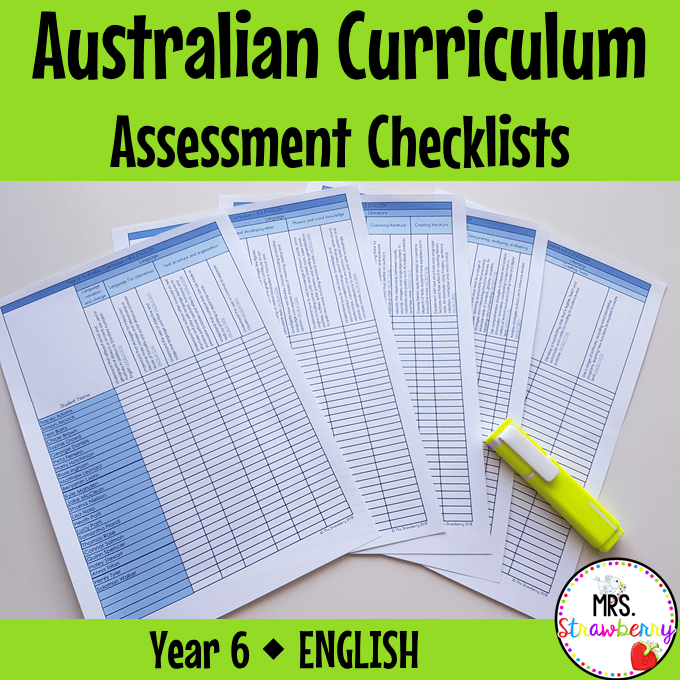 Year 6 ENGLISH Australian Curriculum Assessment Checklists Mrs