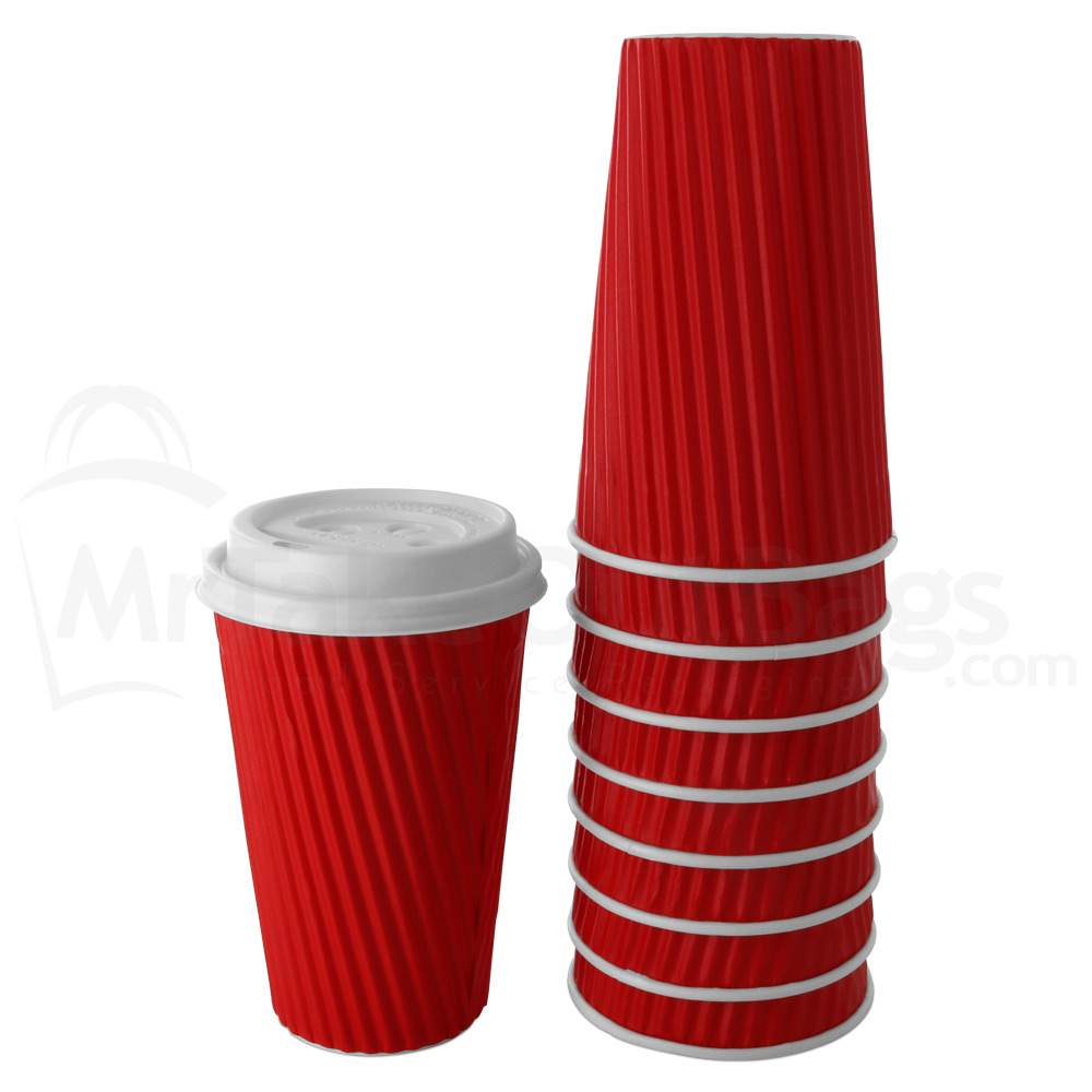 8 oz. Red Insulated RippleWrap Paper Coffee Cups Insulated Paper