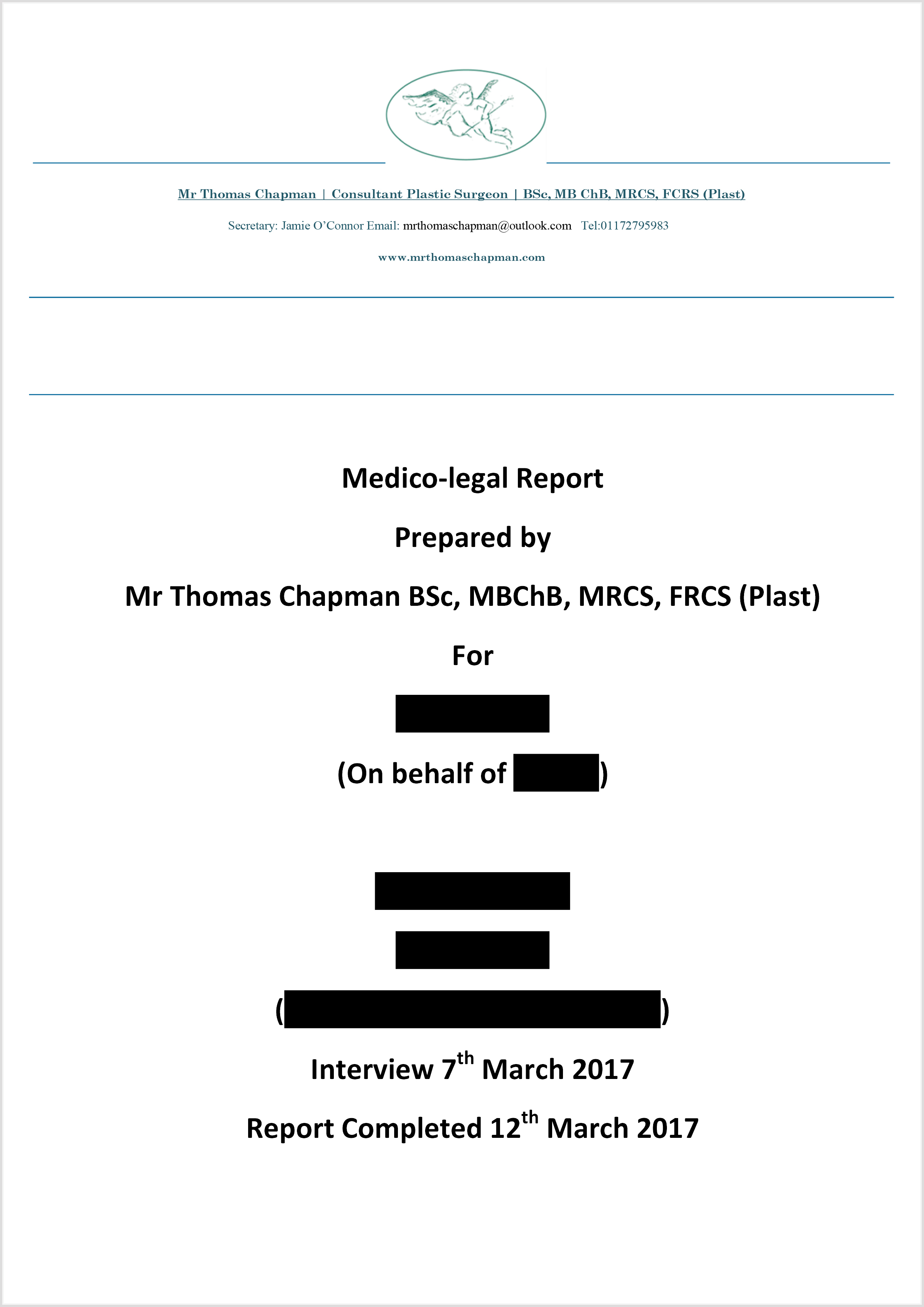 MedicoLegal Reporting Mr Thomas Chapman